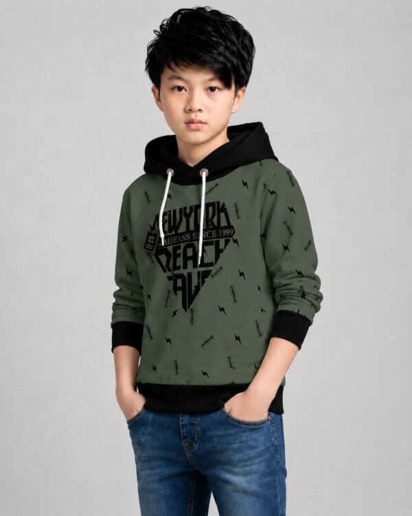 Boys Regular Fit Typography Printed Hooded T-Shirts